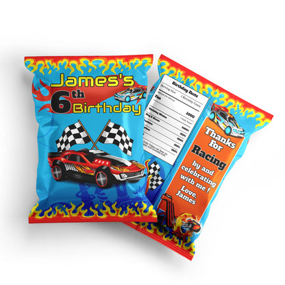 Chips Bag Label with Hot Wheels Design