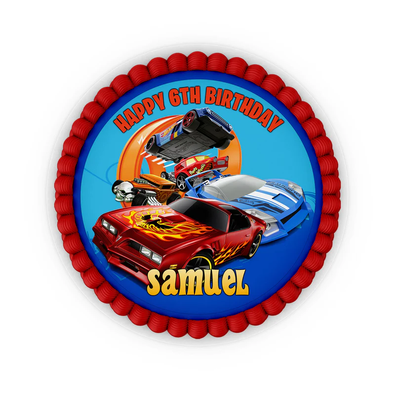 Hot Wheels Cars Personalized Edible Icing Cake Images