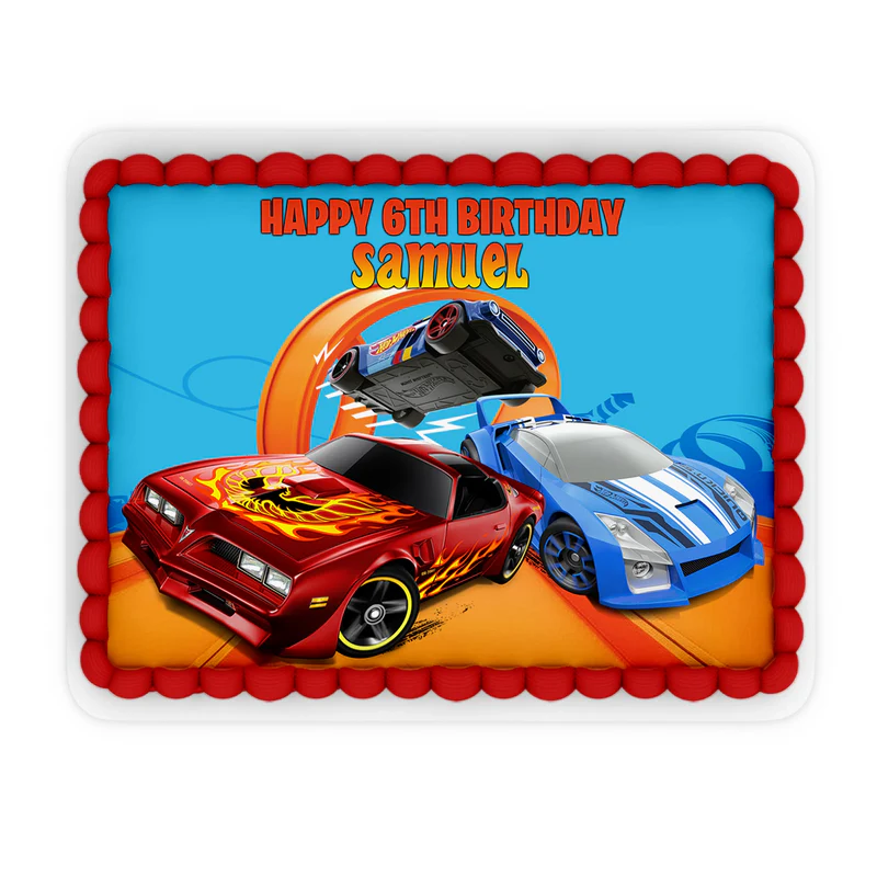 Hot Wheels Cars Personalized Edible Sheet Cake Images