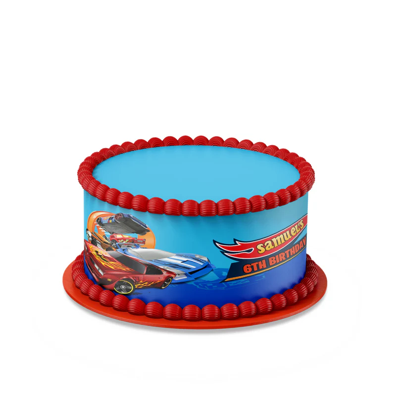 Hot Wheels Cars Personalized Cake Strips Image
