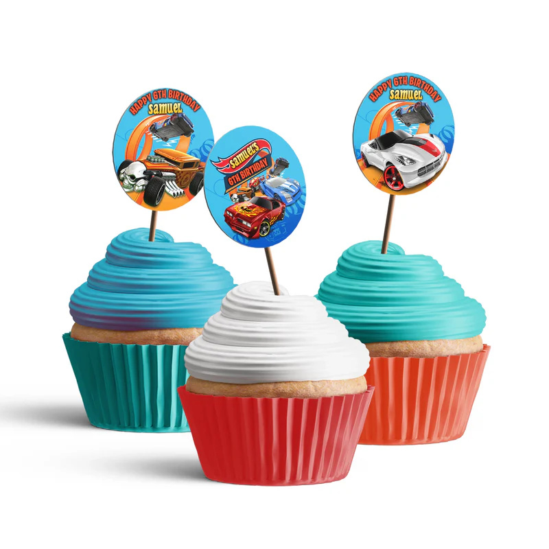 Hot Wheels Cars Personalized Cupcakes Toppers