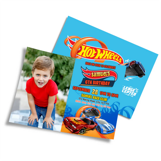 Hot Wheels Cars Personalized Photo Card Invitations