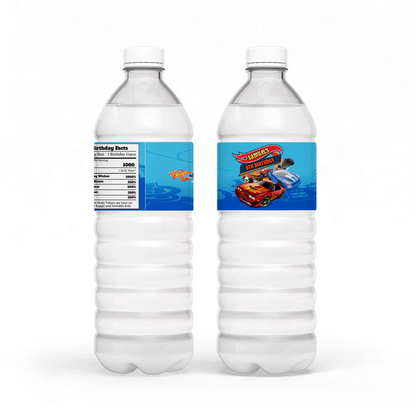 Hot Wheels Cars Water Bottle Label