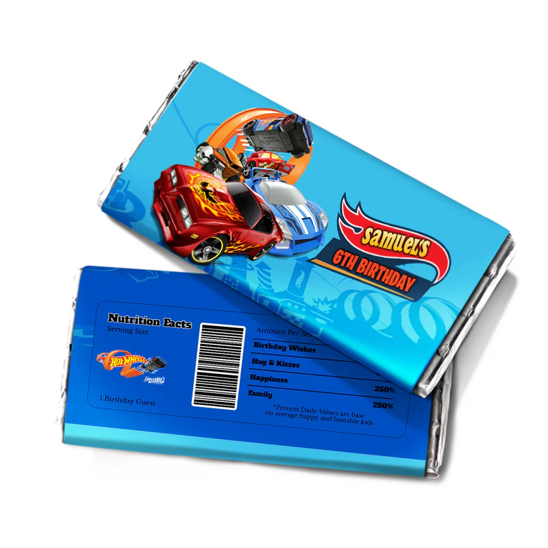 Hot Wheels Cars Chocolate Label
