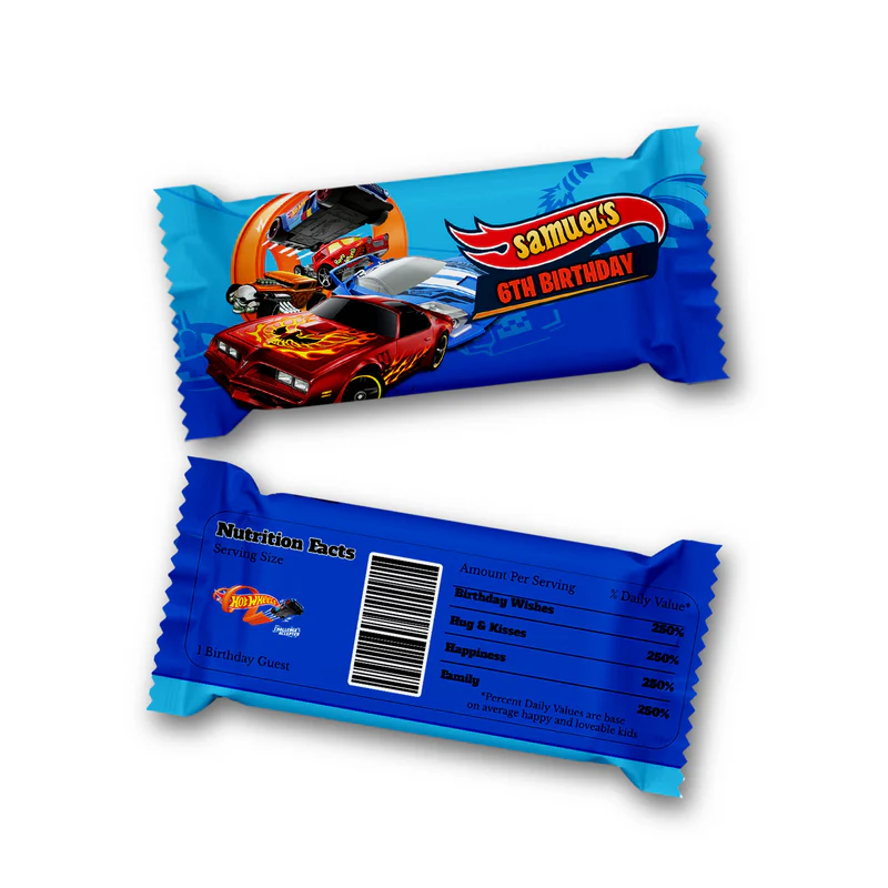 Hot Wheels Cars Rice Krispies Treats Label & Candy Bar Label