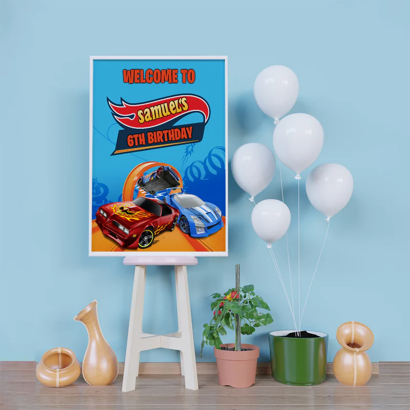 Hot Wheels Birthday Decorations, Hot Wheels Party Supplies, Cars & Tracks Set Themed, Hot Wheels Digital Template, Editable Hot Wheels Cars Image SVG PNG