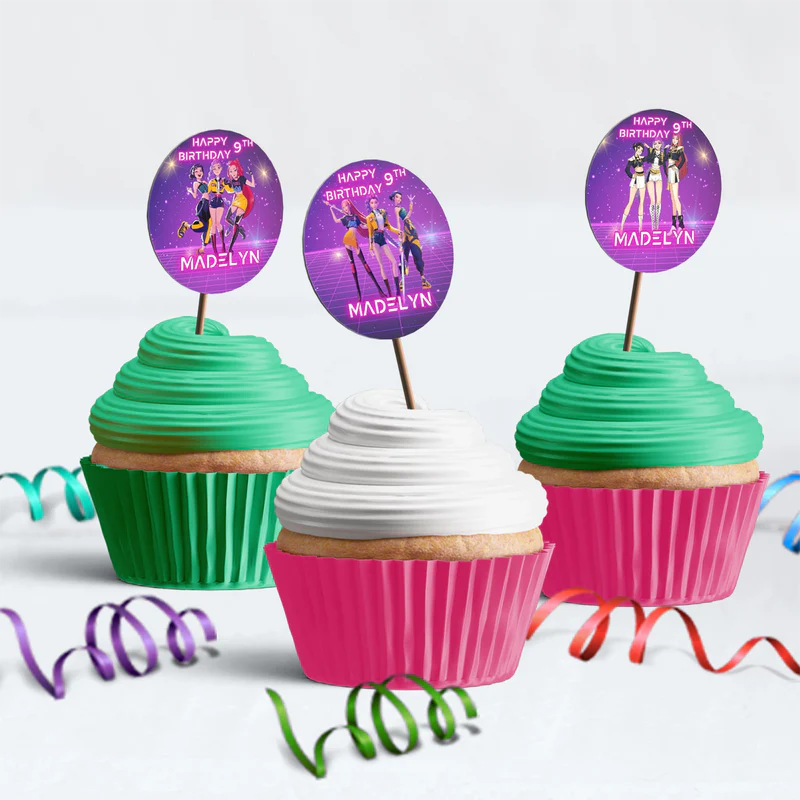 Demon Hunters Birthday Decorations, Huntrix Party Supplies, Kpop Demon Hunters Themed, Demon Hunters Digital Template, Editable Huntrix Kpop Demon Hunters Image SVG PNG
