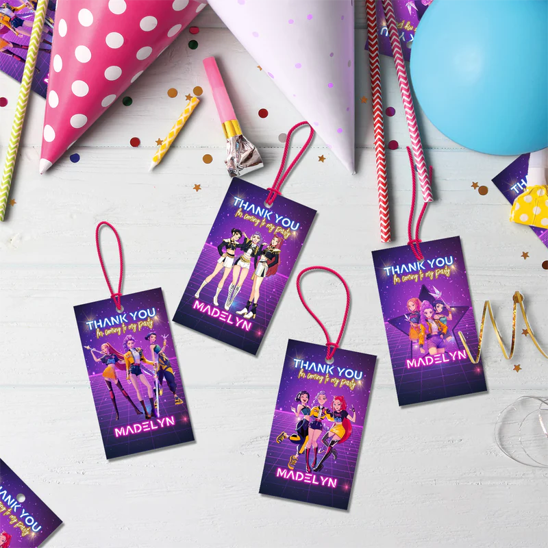 Demon Hunters Birthday Decorations, Huntrix Party Supplies, Kpop Demon Hunters Themed, Demon Hunters Digital Template, Editable Huntrix Kpop Demon Hunters Image SVG PNG