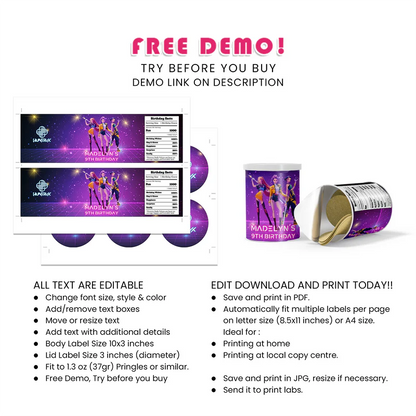 Huntrix Kpop Demon Hunters small Pringles label party wrap