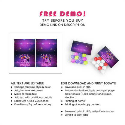 Huntrix Kpop Demon Hunters treat bag topper label party design