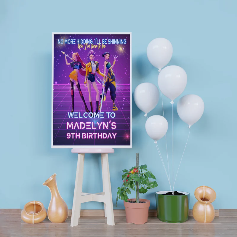 Demon Hunters Birthday Decorations, Huntrix Party Supplies, Kpop Demon Hunters Themed, Demon Hunters Digital Template, Editable Huntrix Kpop Demon Hunters Image SVG PNG