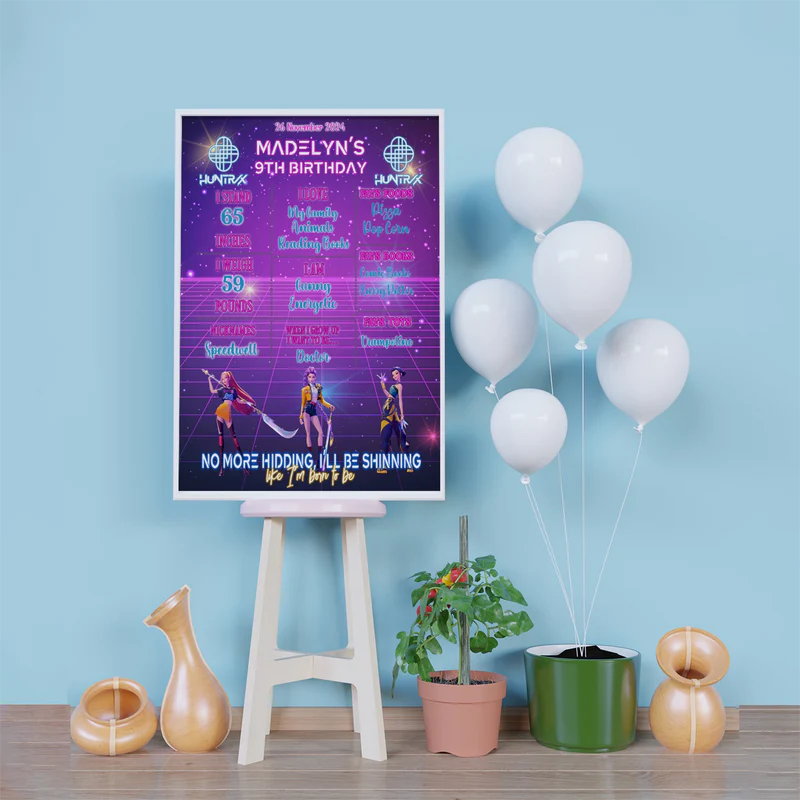 Demon Hunters Birthday Decorations, Huntrix Party Supplies, Kpop Demon Hunters Themed, Demon Hunters Digital Template, Editable Huntrix Kpop Demon Hunters Image SVG PNG