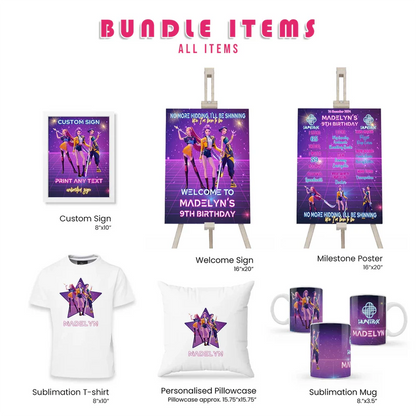 Huntrix Kpop Demon Hunters party pack bundle personalized for birthdays