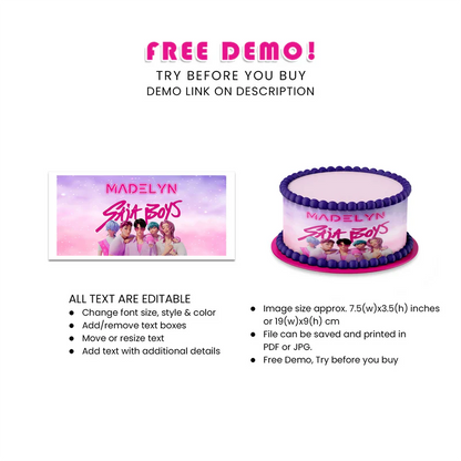 Huntrix - Saja Boys Cake Strips Image Personalized Party Design