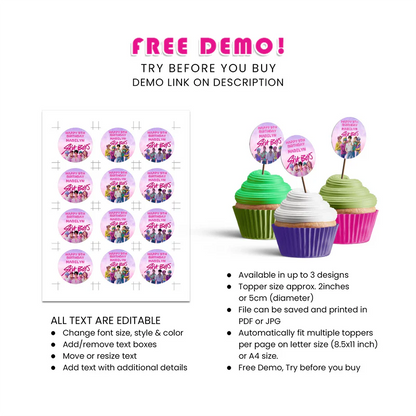 Huntrix - Saja Boys Cupcakes Toppers Personalized Party Decor