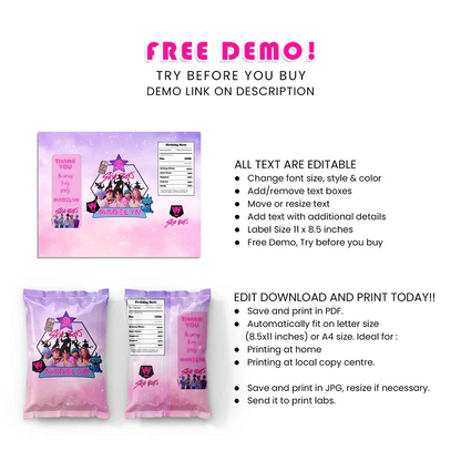 Huntrix - Saja Boys Chips Bag Label Custom Party Wrapper