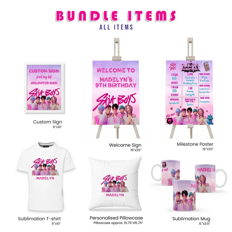 Huntrix - Saja Boys Party Pack Bundle Personalized Digital Template