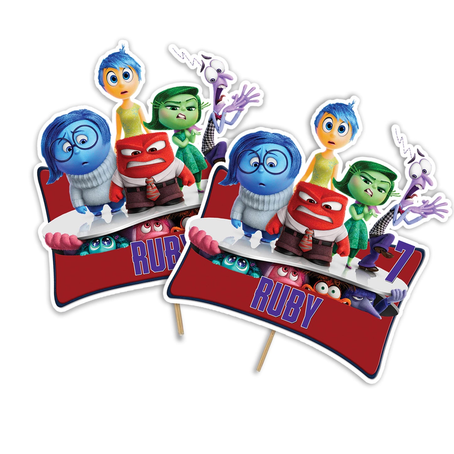 Custom Inside Out movie cake toppers for themed birthday parties