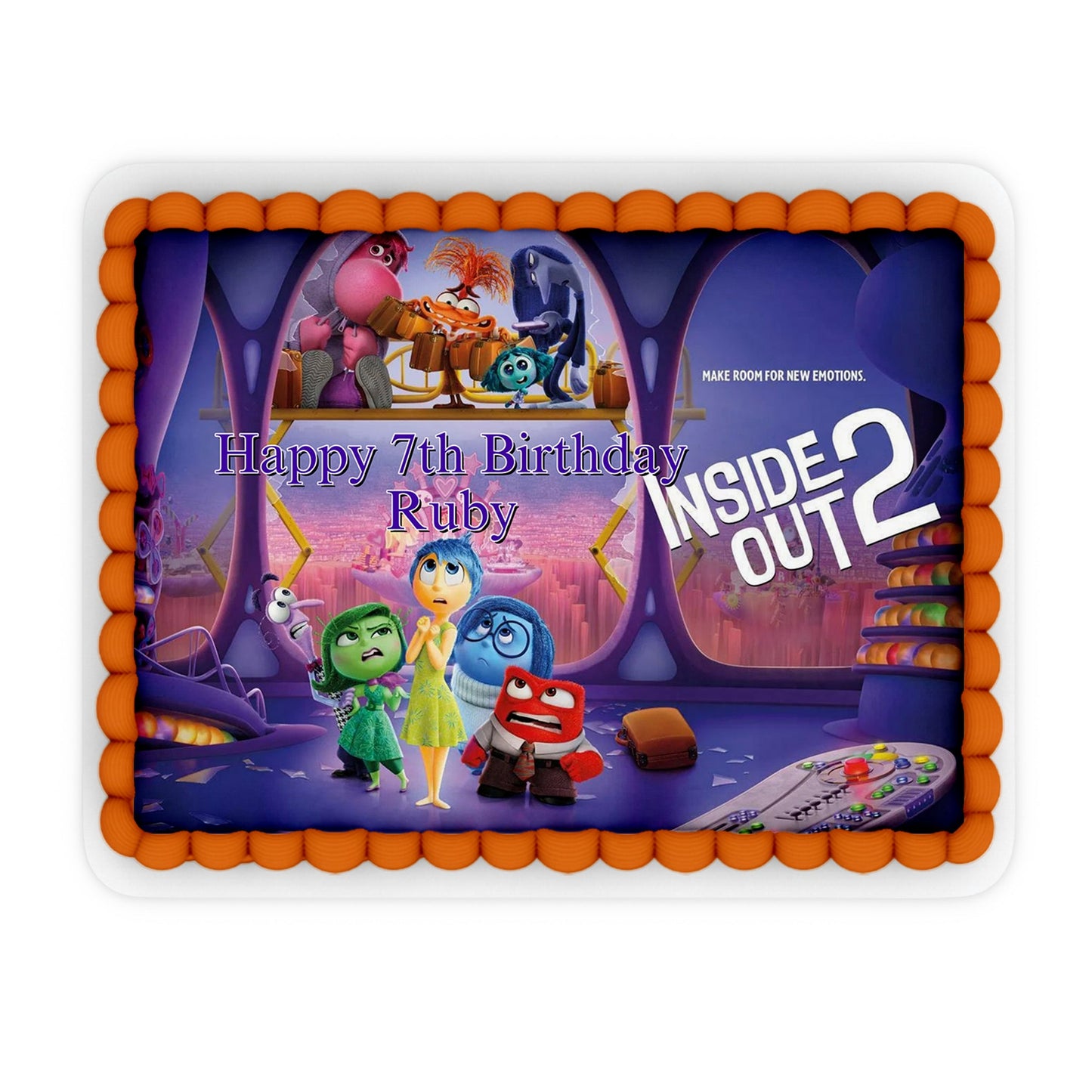 Rectangle personalized edible sheet cake images featuring Inside Out movie theme