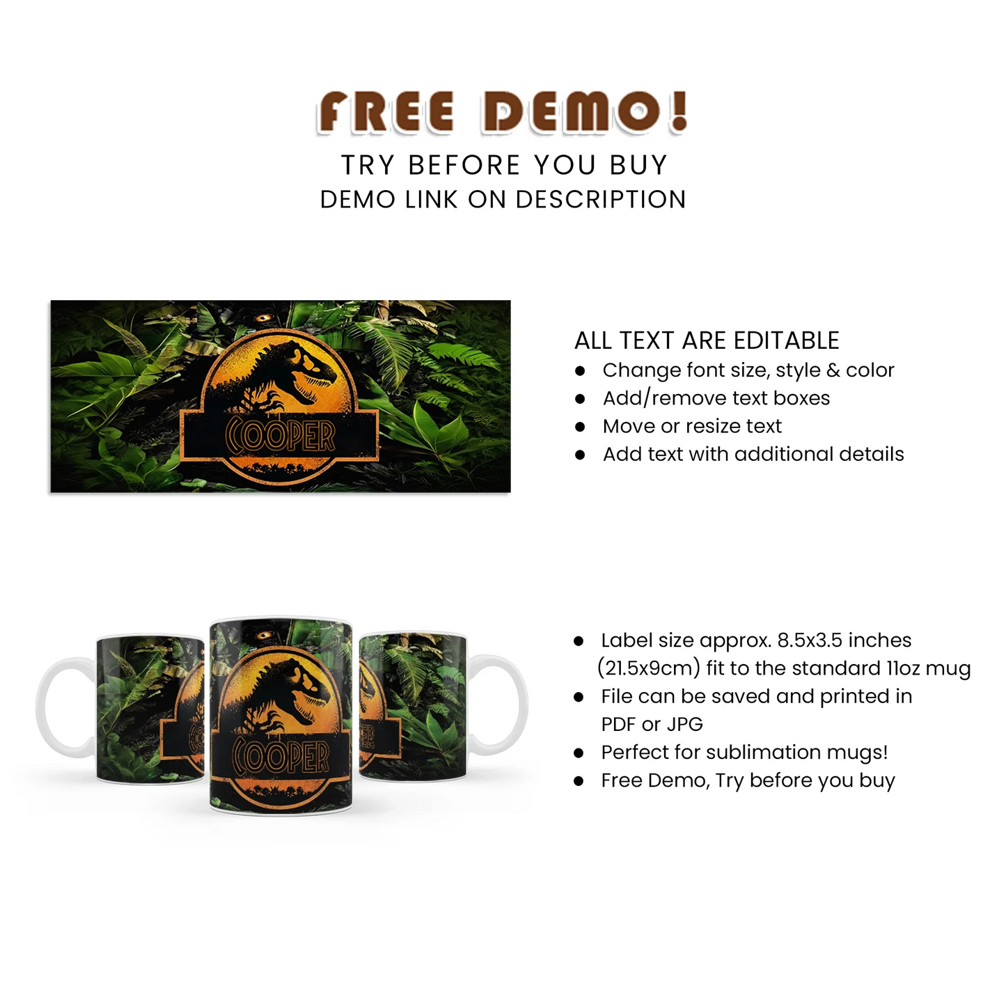 Jurassic World Sublimation Mug Custom Sublimation Mugs for Jurassic World Fans