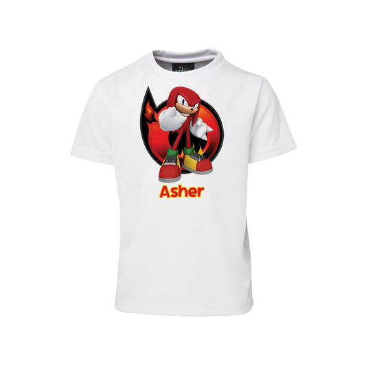 Custom sublimation T-shirts with Sonic Knuckles theme for events