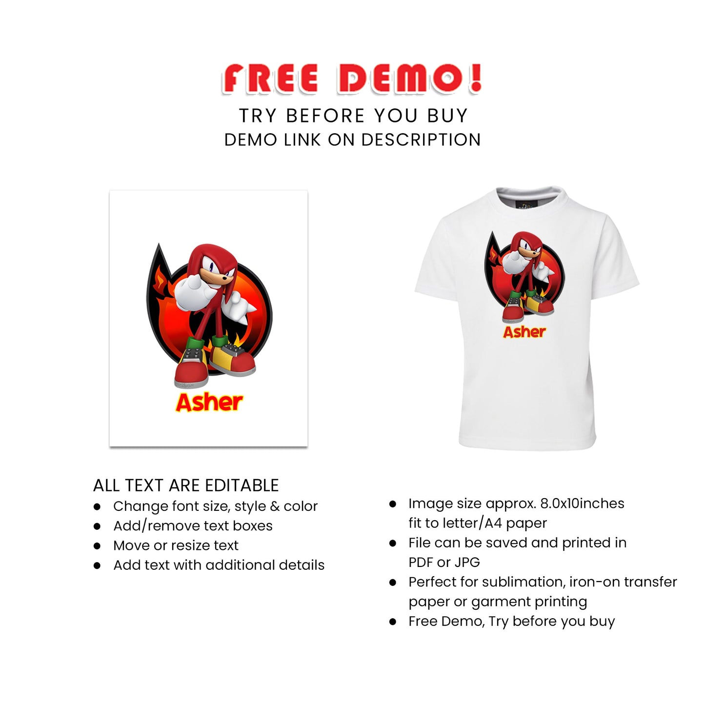 Dress to Impress with Knuckles the Echidna Sublimation T-Shirts for Your Party