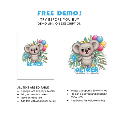 Koala Personalized Cake Toppers – Custom Birthday & Party Decorations