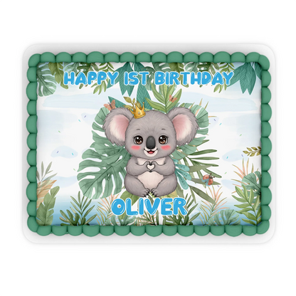 Personalized koala edible sheet topper for cakes