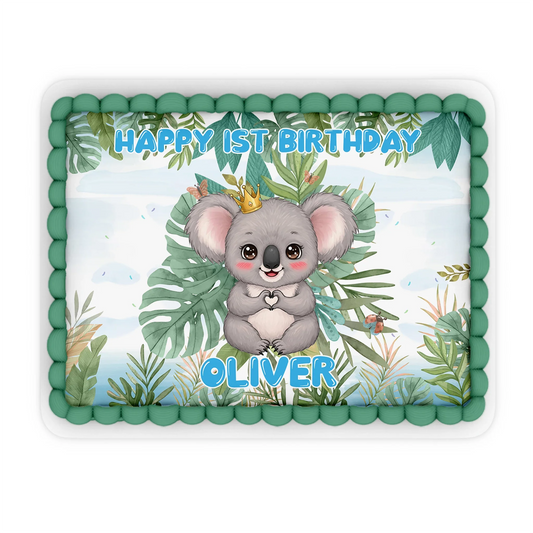 Personalized koala edible sheet topper for cakes