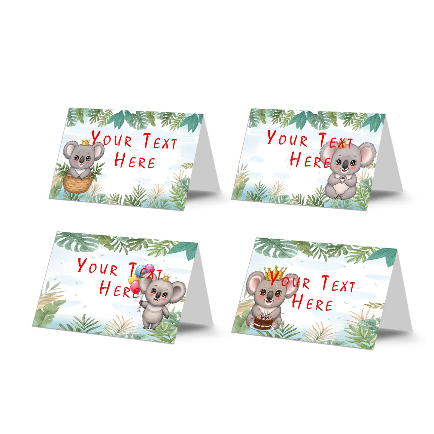 Personalized koala-themed food labels for buffet tables