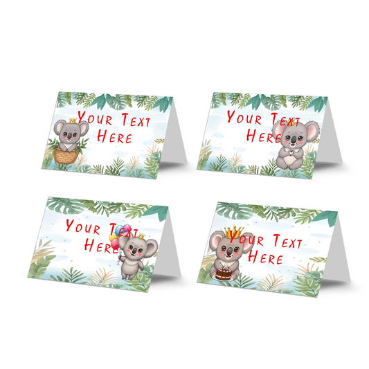 Personalized koala-themed food labels for buffet tables