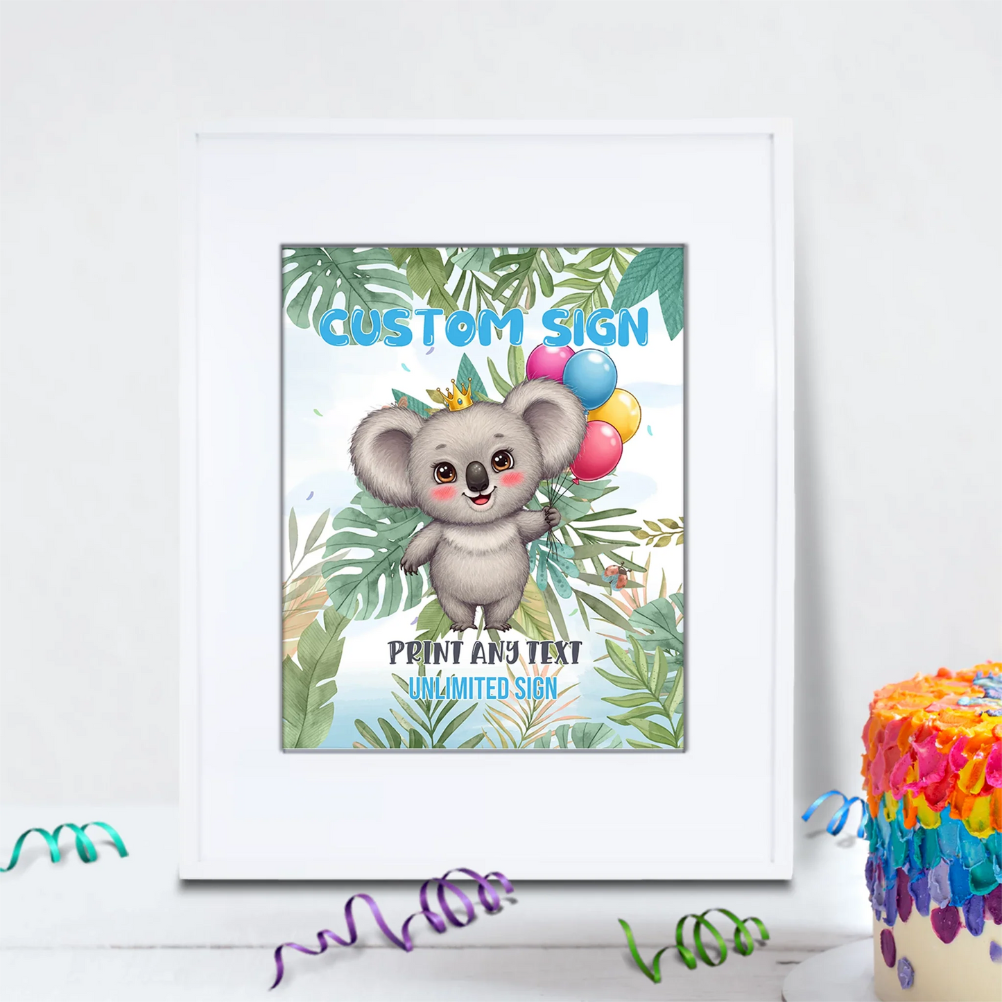 Koala Birthday Ideas Birthday Decorations, Koala Party Supplies, Koala Animal Themed, Koala Austalian Theme Digital Template, Editable Koala Image SVG PNG