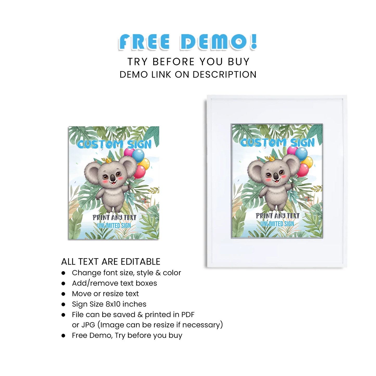 Koala Custom Sign – Personalized Party & Event Signs