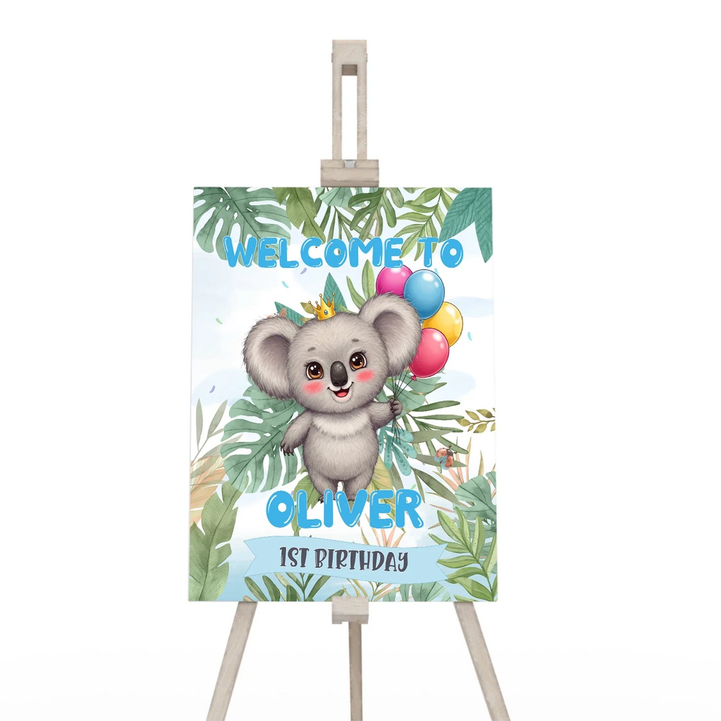 Custom koala welcome sign for birthdays and baby showers