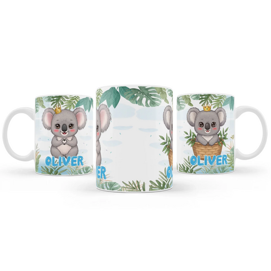 Custom koala printed mug with name and design