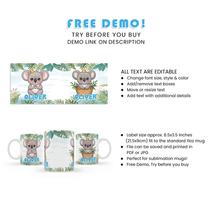 Koala Sublimation Mug – Custom Printed Mug Gift