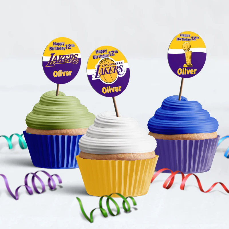 LA Lakers Birthday Decorations, NBA Team Party Supplies, Basketball Themed, Los Angeles Lakers Digital Template, Editable LA Lakers Image SVG PNG