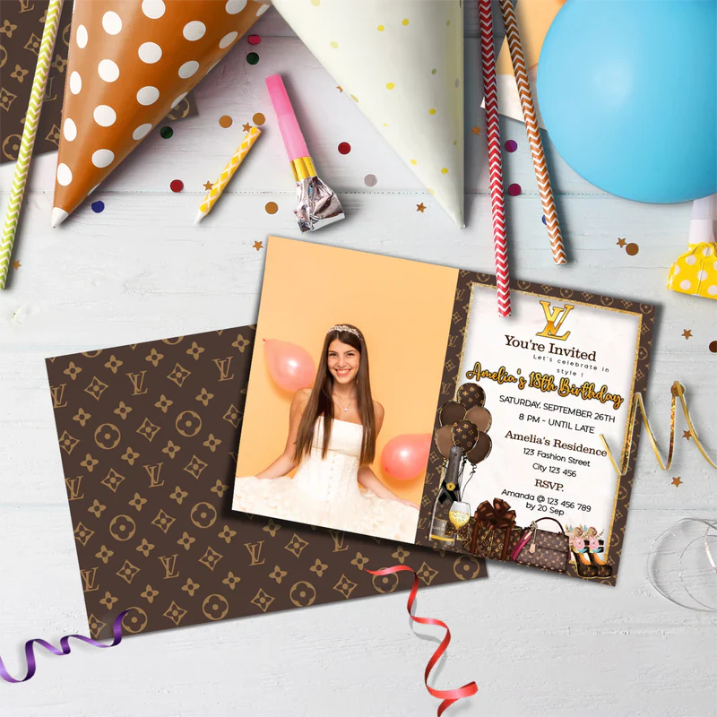 Louis Vuitton Inspired Birthday Decorations, LV Inspired Party Supplies, Louis Vuitton Inspired Themed, LV Style Inspired Digital Template, Editable Louis Vuitton Inspired Image SVG PNG
