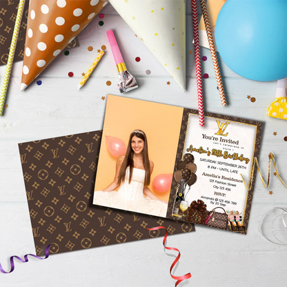 Louis Vuitton Inspired Birthday Decorations, LV Inspired Party Supplies, Louis Vuitton Inspired Themed, LV Style Inspired Digital Template, Editable Louis Vuitton Inspired Image SVG PNG