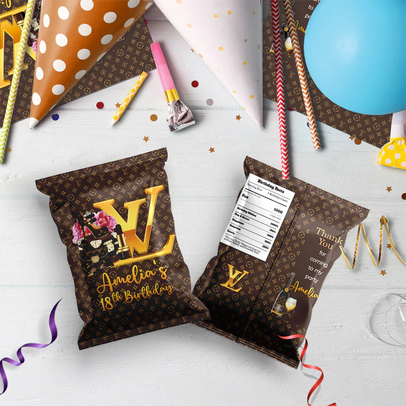 Louis Vuitton Inspired Birthday Decorations, LV Inspired Party Supplies, Louis Vuitton Inspired Themed, LV Style Inspired Digital Template, Editable Louis Vuitton Inspired Image SVG PNG