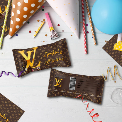 Louis Vuitton Inspired Birthday Decorations, LV Inspired Party Supplies, Louis Vuitton Inspired Themed, LV Style Inspired Digital Template, Editable Louis Vuitton Inspired Image SVG PNG