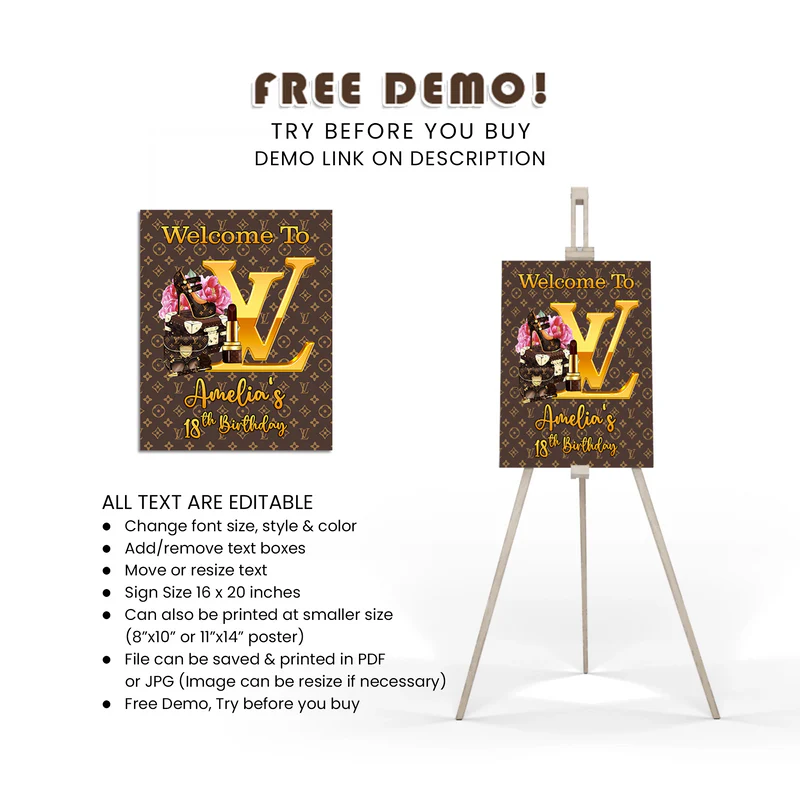 Louis Vuitton Inspired Welcome Sign Personalized Event Display