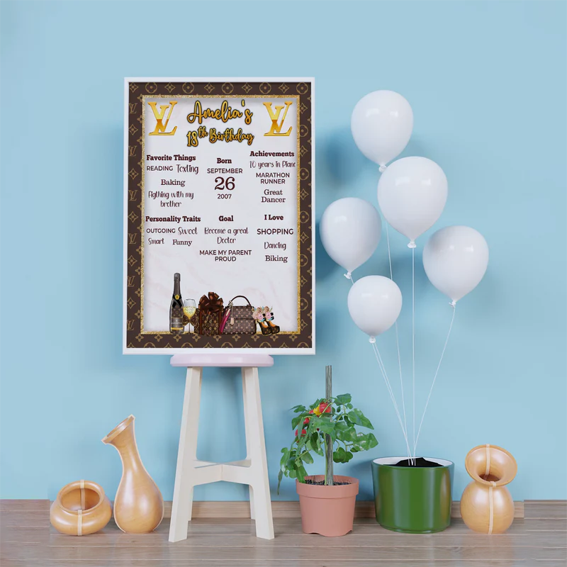 Louis Vuitton Inspired Birthday Decorations, LV Inspired Party Supplies, Louis Vuitton Inspired Themed, LV Style Inspired Digital Template, Editable Louis Vuitton Inspired Image SVG PNG