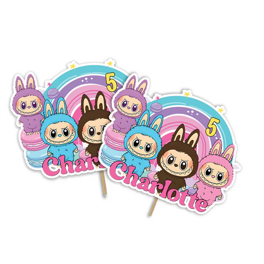 labubu personalized cake topper, fun birthday party accent