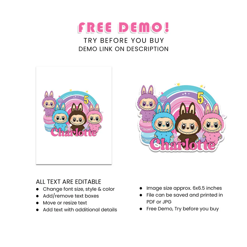 Labubu Personalized Cake Toppers