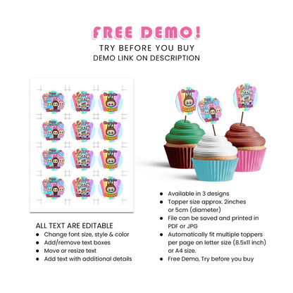 Labubu Personalized Cupcake Toppers