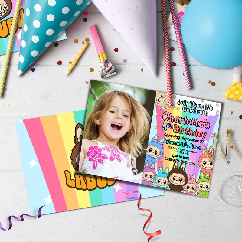 Labubu the monsters Birthday Decorations, Labubu Party Supplies, Labubu Themed, Labubu Digital Template, Editable Labubu Image SVG PNG