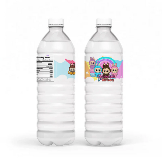 labubu water bottle label, personalized hydration wrap