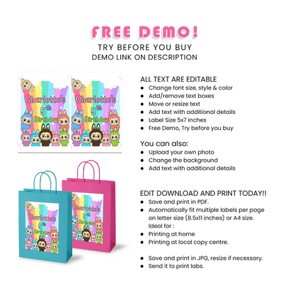 Labubu Goodie Bag Labels Printable