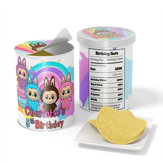 labubu small pringles label, personalized snack can wrapper